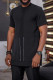 Black Men's Leisure Walking Suit-008
