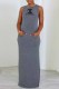 Dark Gray Casual Print Slit Letter O Neck Straight Dresses