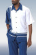 White Blue Montique 1977 Men's Walking Suit Sapphire