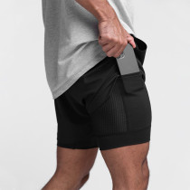 Black Sportswear Simplicity Solid Patchwork Straight Solid Color Shorts