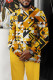 Yellow Men's Casual Color Blocking Long Sleeve Walking Suit-177