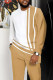 White Yellow Men's Casual Color Blocking Long Sleeve Walking Suit-166