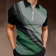 Green Men's Golf Shirt 3D Print Streamer Turndown Casual Daily Zipper Short Sleeve Tops Casual Fashion Comfortable Sports