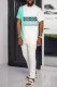 White Men's Casual Colorblock Walking Suit-052