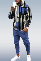Blue Men's Personalized Printed Hoodie Set 150