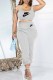 Grey Street Print Letter U Neck Sleeveless Two Pieces