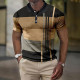 Black khaki Men's Short Sleeves Striped Graphic 3D Print Button-Down Shirt