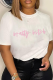 White Street Daily Print Patchwork Letter O Neck T-Shirts
