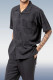 Black Tone On Tone Walking Suit 2 Piece Short Sleeve Set
