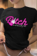 Black Street Print Patchwork Letter O Neck T-Shirts
