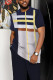 Tibetan Blue Men's Casual Colorblock Walking Suit-067