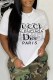 White Casual Print Letter O Neck T-Shirts