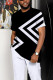 Black White Men's Casual Colorblock Walking Suit-034