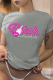 Grey Street Print Patchwork Letter O Neck T-Shirts