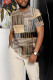 Khaki Men's Casual Colorblock Walking Suit-030