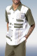 White Green Two Piece Short Sleeve Print Walking Suit Set With Shorts