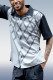 Blue Black Black Criss Cross Print Walking Suit 2 Piece Short Sleeve Set