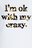 Grey Casual Daily Print Letter O Neck T-Shirts