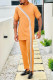 Orange Geometric square print casual short-sleeved two-piece suit 083