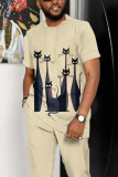 Light Yellow Men's Fun Print Walking Suit-072