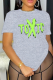 Grey Casual Daily Print Patchwork Letter O Neck T-Shirts