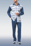 Blue Men's Fashion Casual Long Sleeve Walking Suit 023