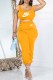 Yellow Street Print Letter U Neck Sleeveless Two Pieces