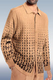 Khaki Café Stripe Walking Wear Tops