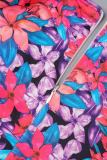 Fuchsia Casual Street Print Patchwork Fold V Neck One Step Skirt Dresses