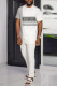White Men's Casual Colorblock Walking Suit-053