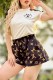 Coffee Casual Print Letter O Neck Short Sleeve Two Pieces