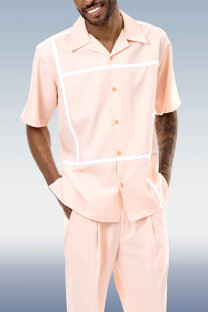 Pink Color Block Short Sleeve Walking Set Available in 2 Colors