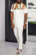 White Men's Casual Colorblock Walking Suit-049