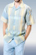 Sky Blue Contrast Short Sleeve Print Walking Two Piece