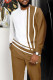 Earth Yellow Men's Casual Color Blocking Long Sleeve Walking Suit-167