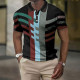 Blue Black Men's Short Sleeves Striped Graphic 3D Print Button-Down Shirt