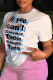 White Street Print Patchwork Letter O Neck T-Shirts