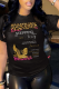 Black Street Vintage Print Patchwork Letter O Neck T-Shirts