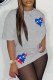 Grey Casual Print Patchwork O Neck T-Shirts