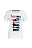 White Street Print Patchwork Letter O Neck T-Shirts