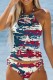 Navy Blue Flag Stars Print Independence Day Sleeveless Cami 2 Piece Swimsuit Sets With Paddings