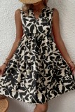 Black Casual Print Patchwork V Neck Sleeveless Dress Dresses
