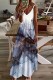 Blue Casual Print Basic Spaghetti Strap Long Dress Dresses