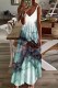 Green Casual Print Basic Spaghetti Strap Long Dress Dresses