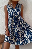 Green Casual Print Patchwork V Neck Sleeveless Dress Dresses