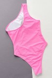 Pink Sexy Patchwork See-through Backless Swimwears (With Paddings)