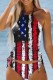 Black White Red Flag Stars Print Independence Day Sleeveless Cami 2 Piece Swimsuit Sets With Paddings
