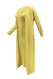 Pink Sexy Casual Solid Basic U Neck Long Sleeve Two Pieces