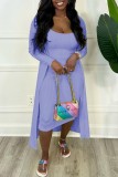 Pink Sexy Casual Solid Basic U Neck Long Sleeve Two Pieces