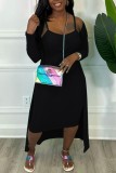 Pink Sexy Casual Solid Basic U Neck Long Sleeve Two Pieces
